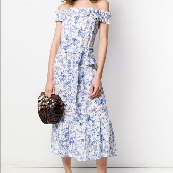 tory burch linen ruffle dress